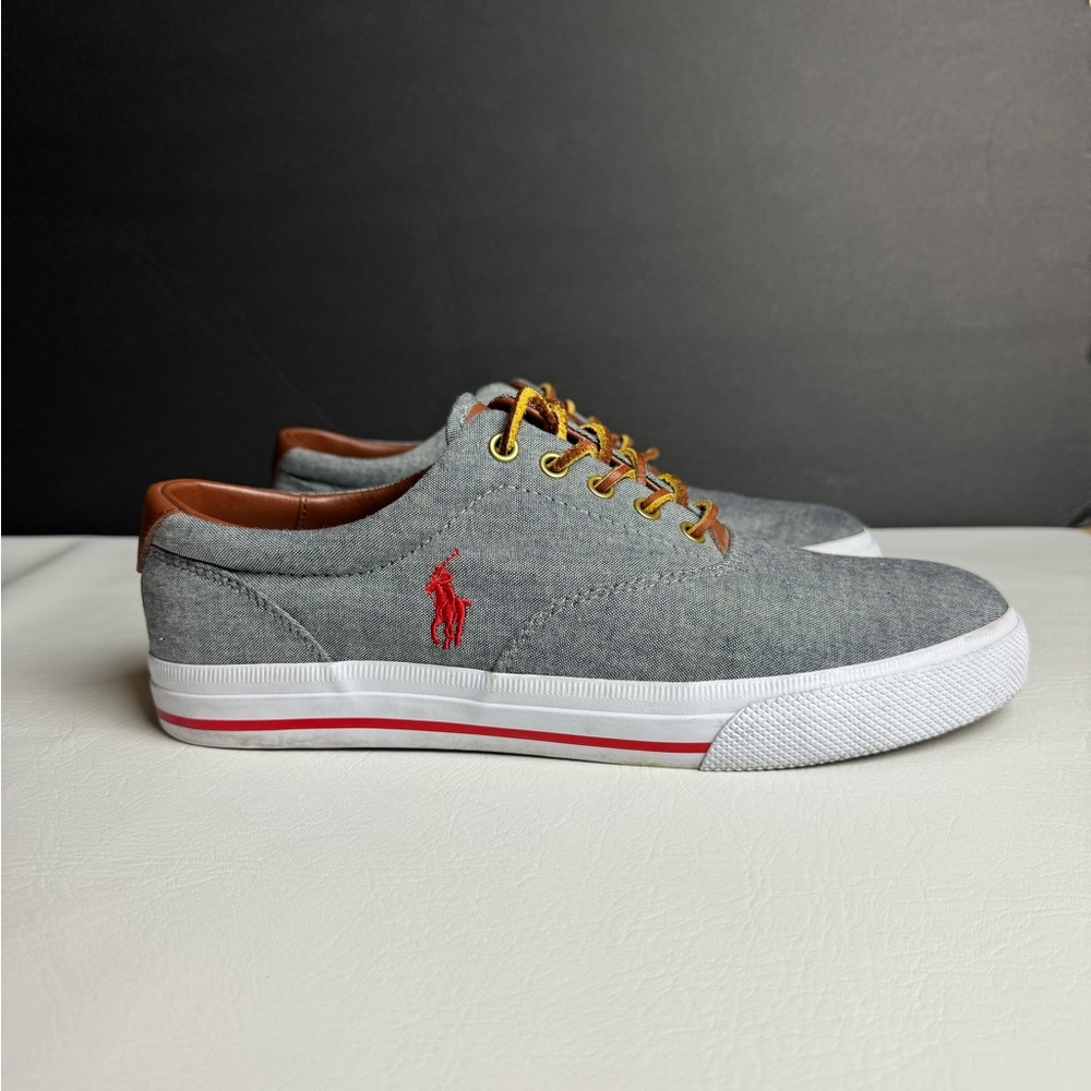 Polo Ralph Lauren Gray Sneakers with Red Logo - Picture 2 of 8